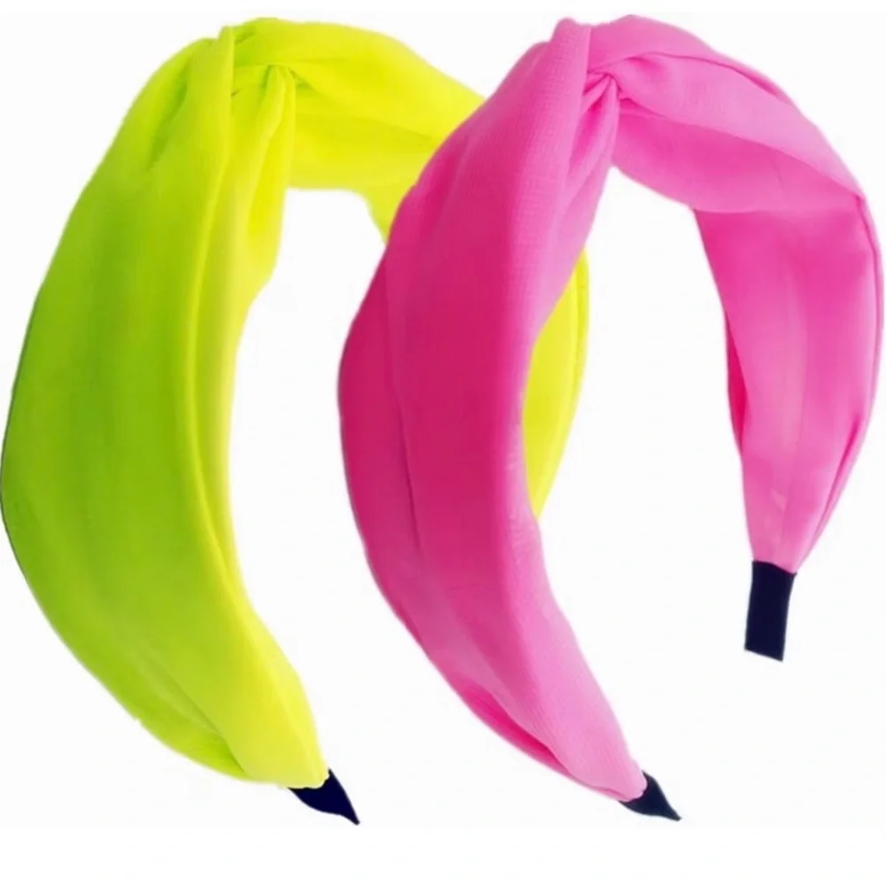 2 pieces knotted headbands fluorescent turban, wide headbands
